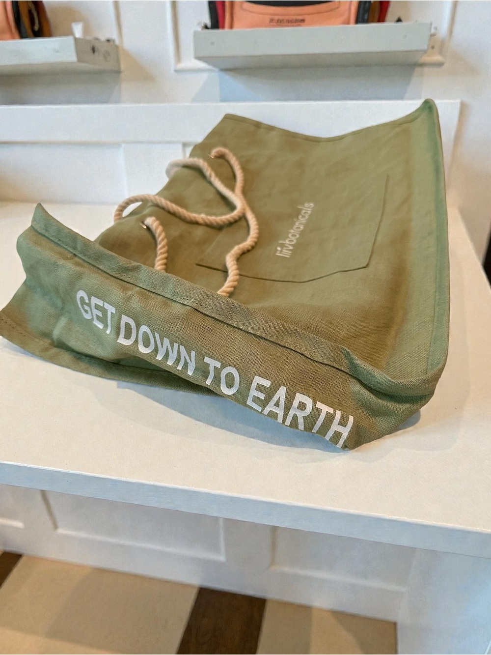 Olive Canvas Tote Bag with Rope Handles
